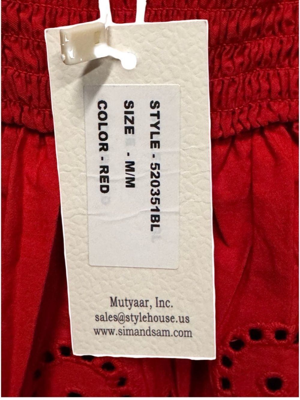 NWT Top – Size Medium Sim & Sam Red Eyelet Peplum Halter Top - Picture 5 of 5